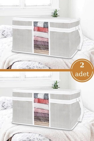 2 Adet Yastık Havlu Kıyafet Çamaşır Hurcu Düzenleyici 75x40x40cm
