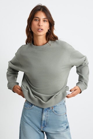 Grimelange Maıja Kadın Bisiklet Yaka İçi Polarlı Oversize Fit Basic Açık Haki Sweatshirt Açık Haki