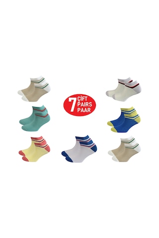 Happy Body Çorap (ART.23303) Penye 7 Çift Bayan Patik Dikişsiz Çok Renkli