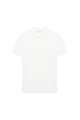 Grimelange SKYLOOM Erkek %100 Pamuk Kısa Kollu Regular Fit Beyaz Polo Yaka T-shirt