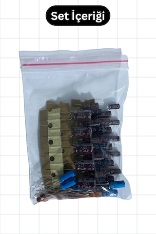 Kondansatör Seti 60 Adet 10 Çeşit - 470uf, 100uf, 47uf, 22uf, 10uf, 4.7uf, 1uf, 100nf, 10nf, 22pf