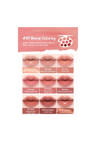 Dasique 9 Renkli Ruj & Allık Paleti Mood Painting Lip & Cheek Palette 01 Warm Coloring 01 Warm Coloring