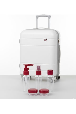 5 Li Seyahat Boy Kozmetik Şişe Seti 30 Ml Çantalı Organizer - Lisinya Şeffaf