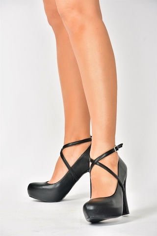 Fox Shoes Siyah/Platin Platform Topuklu Kadın Ayakkabı M348007609