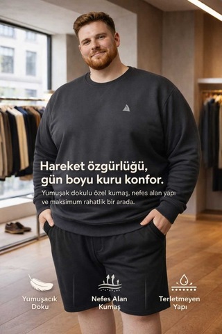 Akt Gayem Butik Çok Büyükbeden Eşofman Siyah