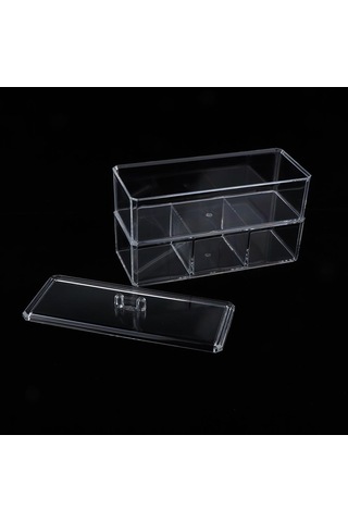 Homyl Toz Geçirmez Akrilik Makyaj Pamuğu Ped Çubuğu Saklama