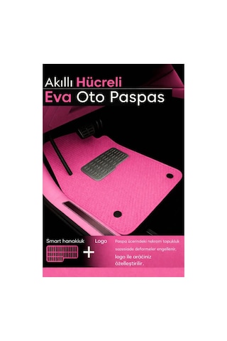 Dacia Spring 2021 2025 Access Uyumlu Eva Oto Paspas Pembe Metal Topukluklu Tam Set