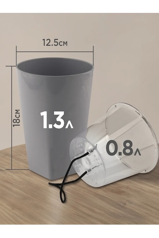 Ho'me Fitilli Sulama Sistemli Çiçek Saksısı 2 Adet 1,3 L 386266579