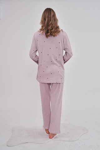 Mecit 6150 Bayan Lila Yüzde Yüz Pamuk Büyük Beden Pijama Takımı Lila