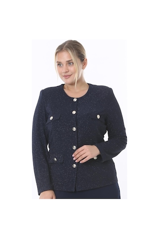 Ladies First Büyük Beden 3836 Lacivert Tek Ceket 001
