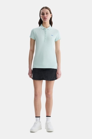 Ucla Shaver Mavi Polo Yaka Nakışlı Standard Fit Kadın Tshirt Mavi