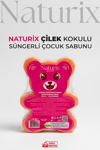 Naturix Ayıcık Şekilli Süngerli Çilekli Çocuk Sabunu 150 G