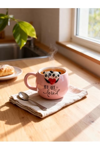 3d Kalp Tutan Pandalar Kupa 420 Ml Pembe