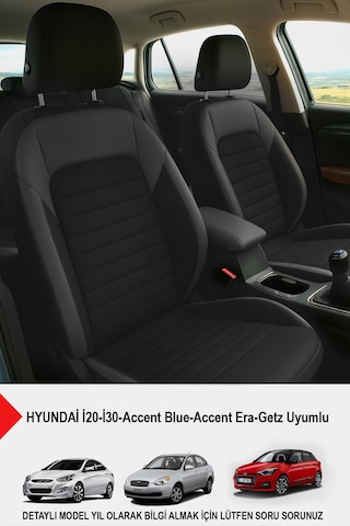 Mocha Taytüyü Oto Koltuk Kılıfı Hyundai İ20-i30-accent Blue-era-getz Uyumlu Siyah