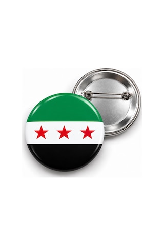 Suriye Bayrağı - 58mm Rozet Çok Renkli Suriye Bayrağı - 58mm Rozet Çok Renkli
