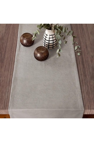 Fabric Design Kadife Dokulu Modern Açık Gri Runner, 40 X 140 Cm Diğer