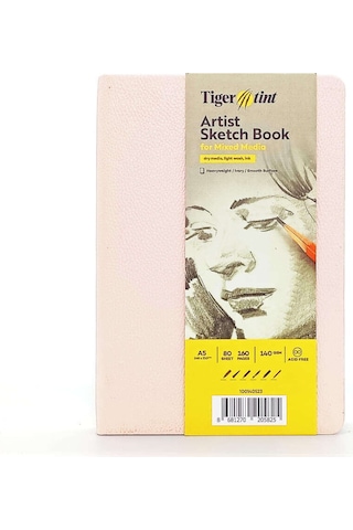Tigertint Sert Kapak Eskiz Defteri 140 G A5 80 Yaprak Pudra Pembe 100140523