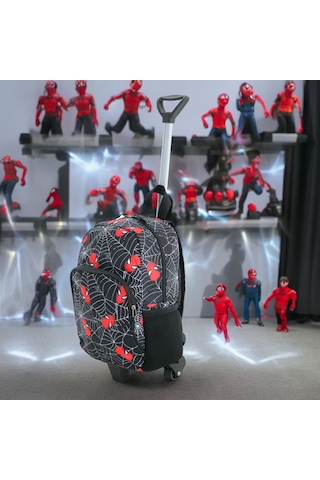 Çocuk Anaokulu Kreş Çekcekli Çanta 2 Bölmeli Suluklu Spiderman