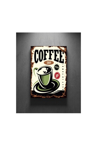 Coffee Shop Retro Tablo Vintage Kahve Temalı Dekoratif Poster Ahşap & Metal Duvar Tablosu