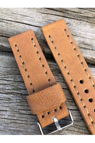 24 Mm Deri El Yapımı Taba Renk Gerçek Deri Kordon