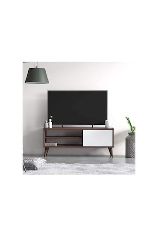Ceviz Renkli 110 Cm Tv Ünitesi, Kitaplık Ve Tv Sehpası Açık Ceviz