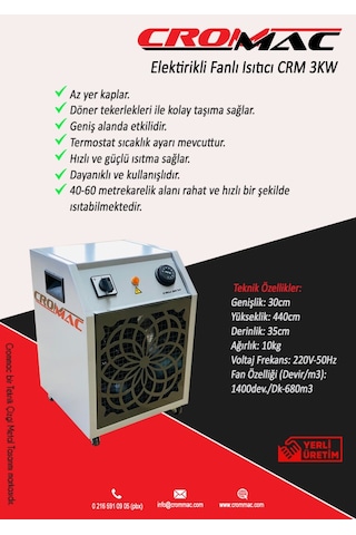 Crm 3Kw Elektrikli Fanlı Isıtıcı