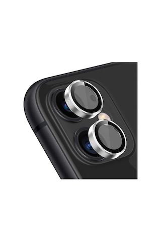 Buff Apple Uyumlu iPhone 11 / 12 / 12 Mini Kamera Metal Lens Koruyucu Gümüş