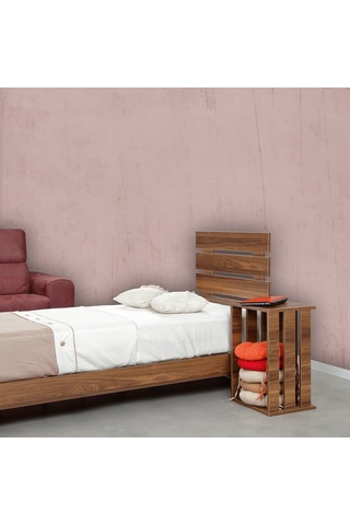 Pasifichome Huga Tek Kişilik Ahşap Karyola Ceviz 100 Cm / Başlıklı Karyola