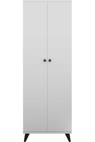 Simple Çok Amaçlı Dolap 5 Raflı 2 Kapaklı 60x30x176 Beyaz Beyaz