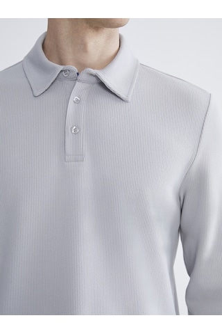 Lcwaıkıkı Classic Gri Polo Yaka Uzun Kollu Erkek Tişört
