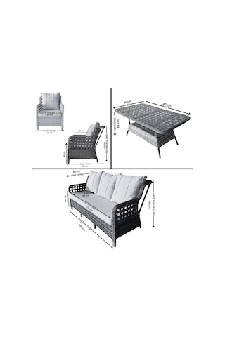 Monalin Home Garden I Elite 7 Kişilik Oturma Takımı Kahverengi I Rattan El Örgüsü Bahçe Mobilyası Kahverengi - Krem