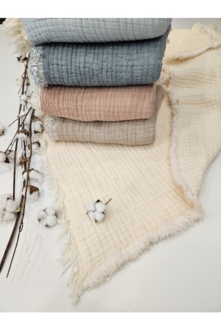 Gidia Krem 7 Katlı Çift Taraflı Dolgulu Müslin Bebek-Çocuk Battaniyesi %100 Pamuk 110 x 110 CM Somon