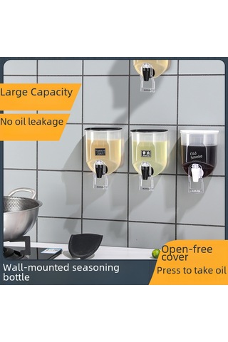 Dianziye Duvar Takılı Mutfak Şişesi Seti Siyah, 2 Adet - Şeffaf, Sızıntısız, Ölçülebilir Yağ/sos/sirk Depolama Kabı Diğer