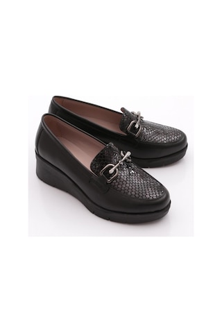 Dgn 1041 Kadin Kalin Taban Comfort Ayakkabi Siyah Yılan