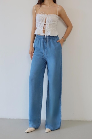 Lacarino 8298 Kadın Palazzo Jean Pantolon Blue
