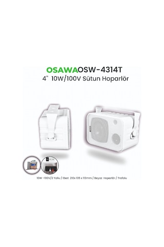 OSW–4314T 10 CM 10W 100V Trafolu Sütun Hoparlör