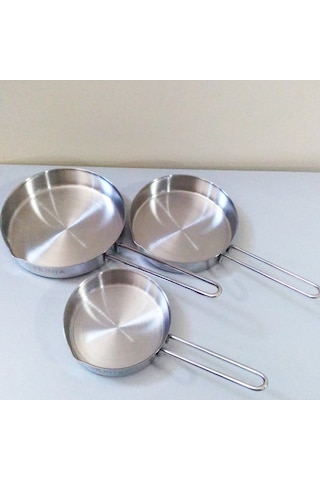 Paslanmaz Çelik Sos Tavası 3lü Sığ Tava Seti 12-14-16cm Filinta S