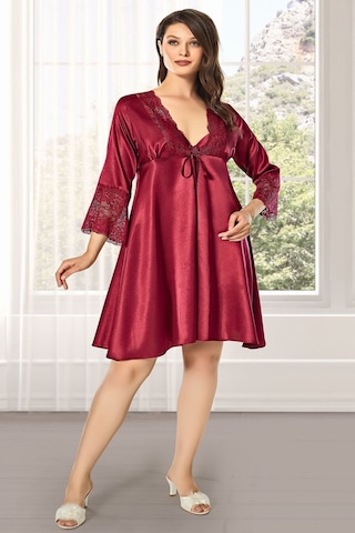 Alissa 8610 Kadın Saten 6'lı Set-bordo Bordo