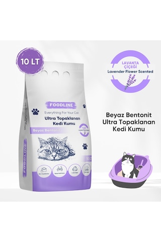 Foodline Lavanta Kokulu İnce Taneli Bentonit Topaklaşan Kedi Kumu 10 L