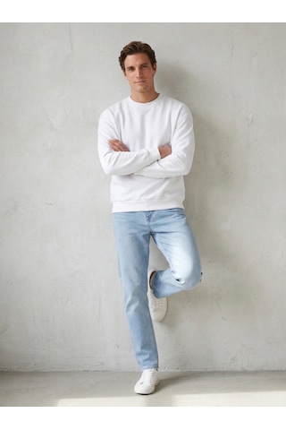Noux 3 İplik Şardonlu Pamuk Sweatshirt Beyaz