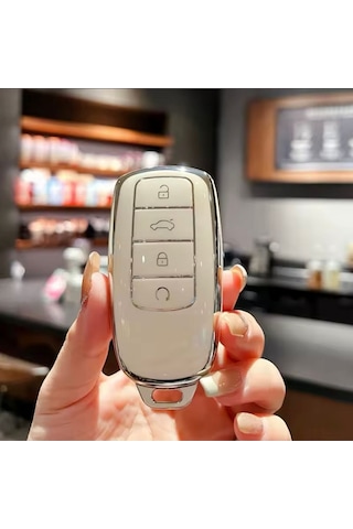 Chery Tiggo 8 Pro Max Beyaz-silver Anahtar Kılıfı