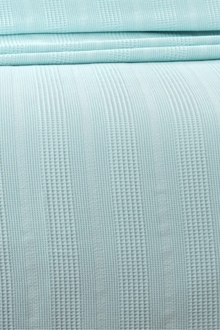 %100 Pamuk Çift Kişilik İki Renkli Kopanaki Dantelli Waffle Pike-210x230 Cm-bebe Mavisi Bebe Mavisi