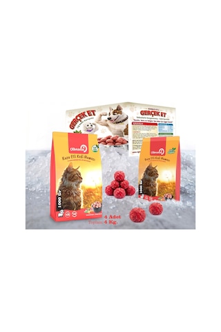 Kuzu Etli Tahılsız Barf Kedi Maması 4 Kg - 1000 G X 4