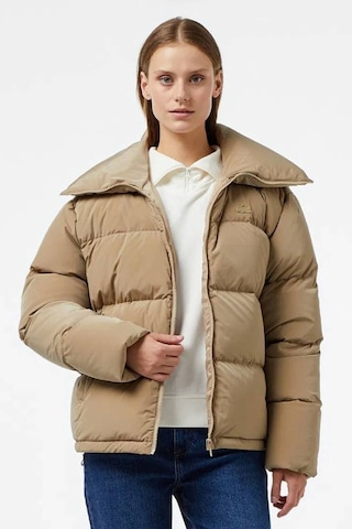 Lacoste Down Fill Jacket Kaztüyü Dolgu Dik Yaka Açık Kahverengi Kadın Mont Kahverengi