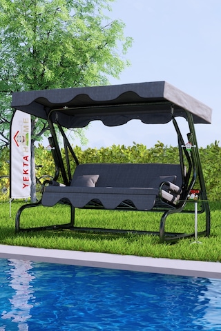 Yektahome Yekta Germiyan 3 Kişilik Bahçe Salıncağı Balkon Salıncak 200 Cm Gri
