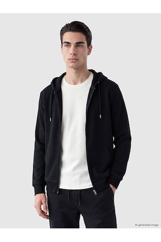 Lcwaıkıkı Classic Yeşil Kapüşonlu Erkek Fermuarlı Sweatshirt