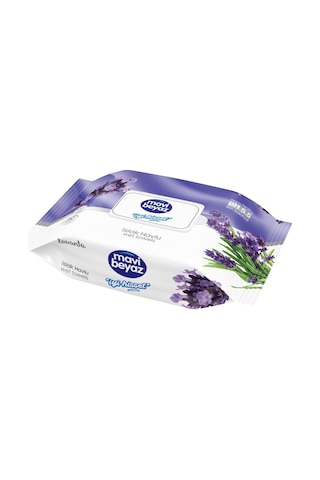 Mavi Beyaz Islak Havlu Mendil 90 Yaprak Lavanta 24 Lü Set 90 Yapr