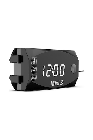 Gerilim Saati Ve Sıcaklık 3'ü 1 Arada Led Elektronik Metre Büyük Ekran Dijital Ekran Su Geçirmez Ve Toz Geçirmez Voltmetre Beyaz Işık Beyaz