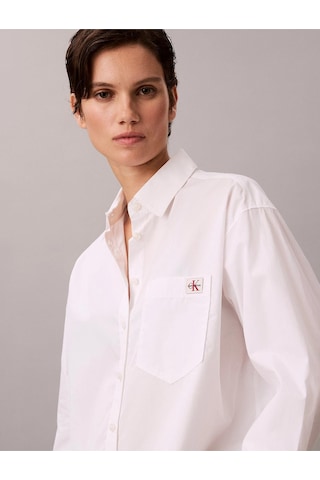 Calvin Klein Pamuklu Poplin Rahat Kesim Dokuma Kadın Beyaz Gömlek Lv047f147g-yaa-13237 Beyaz