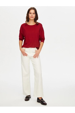 Faik Sönmez Yuvarlak Yaka Kadın Uzun Kol T-shirt W26tsh007 Bordo